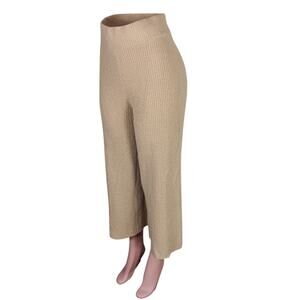 MOD REF Ribbed Knit Pants Nude Size Medium High Rise Crop Length Elastic Waist